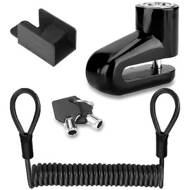SeonFook Disc Brake Lock Metal Lock Body Bicycle Motorcycle Universal Disc Lock + 1.2M Anti-Theft Rope Motorcycle Bicycle Disc Brake Lock Anti-Theft Spring Reminder Rope
