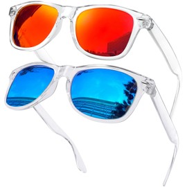 KANASTAL Polarized Sunglasses for Men and Women with UV400 Protection Classic Square Trendy Sun Glasses Fashion Clear Frame Mirrored Lens Shades