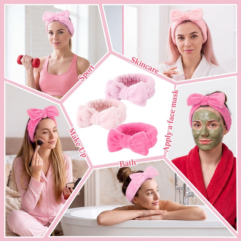 24 Pcs Spa Makeup Headband,Classic Pattern,Blush,24 Pcs