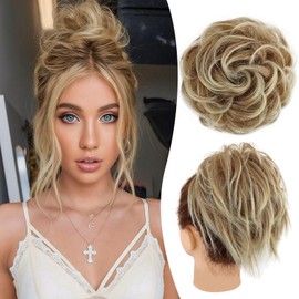 AISI BEAUTY 2PCS Messy Bun Hair Pieces Tousled Updo Hair Buns Extensions Wavy Curly Scrunchies Synthetic Chignon Hairpieces for Women(27T613C)