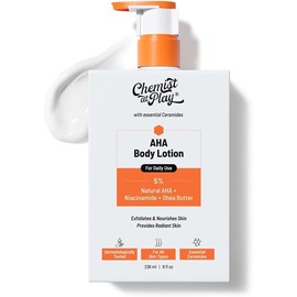 Chemist At Play AHA Body Lotion with 5% Natural AHA, Niacinamide, Shea Butter For Exfoliating Dry & Dead Skin Cells, Deep Nourishment & Radiant Skin Skin Brightening Lotion 236ml