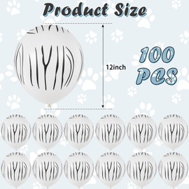 100 Pcs Zebra Print Balloons, LIYDE 12 Inches Zebra Balloons Animal Zebra Pattern Latex Balloons Helium Zebra Print Balloons for Wedding Birthday Animal Theme Party Decorations