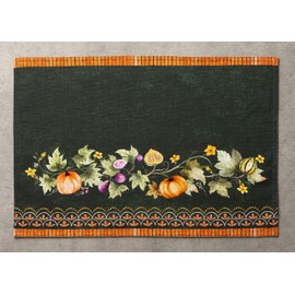 Maison d' Hermine Pumpkin Garden 100% Cotton Set of 4 Placemats for Dining Table Kitchen Wedding Everyday Use Dinner Parties Thanksgiving/Christmas (Dark Green, 33cm x 48cm)