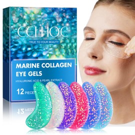 PIWOSGOL Augenpads 12 pieces, Augenmaske mit Natürlichen Marine -Kollagen & Hyaluronsäure, Augenpads Gegen Augenringe, Eye Pads für Geschwollene Augen, Anti-Aging-Augenklappen, Faltenreduzierung