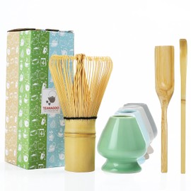 TEANAGOO EMA-01 Janpanese Matcha Ceremony Accessory, Matcha Whisk (Chasen), Traditional Scoop (Chashaku), Tea Spoon, Whisk Holder, The Perfect Set to Prepare a Traditional Cup of Matcha.