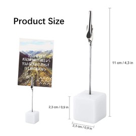 Alligator Clips with Wooden Base,Memo Clip Holder,Crocodile Memo Clip for Pictures Card Paper Note Clip,Shop Display Price Tag (White-20 Pack)