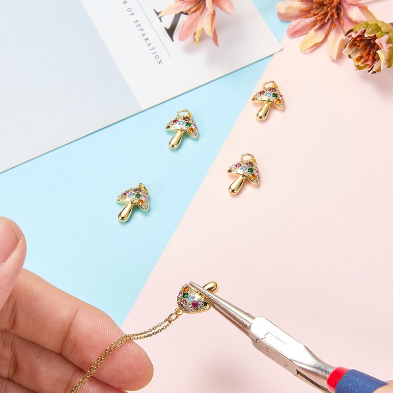 COGCHARGER 5 Pcs Mushroom Food Charms for Jewelry Making Brass
