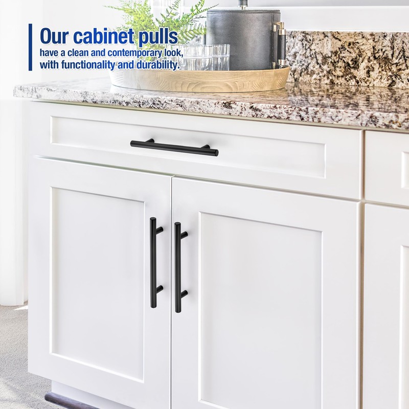 JOY DECOR 5 Pack 7.38 inch Cabinet Pulls Matte Black