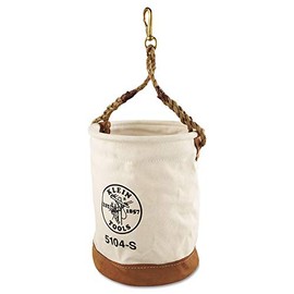 Klein 5104S 17" Heavy-Duty No. 4 Canvas Leather-Bottom Bucket with Swivel Snap