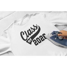 Graduation Iron On Transfer, Class Of 2026 Tshirt Decal, High School College Senior Shirt Sticker, HTV Graduate Patch, Pick Size Color, Iron-On Almost Anything (Navy)