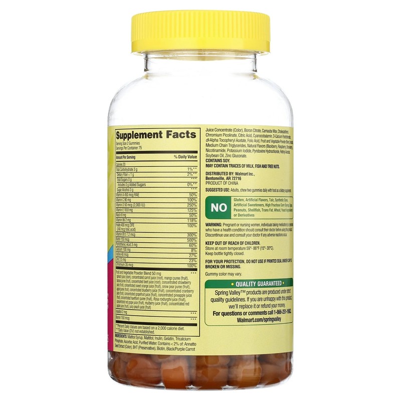 Spring Valley Zero Sugar Women's Multi Gummy, 150 Count