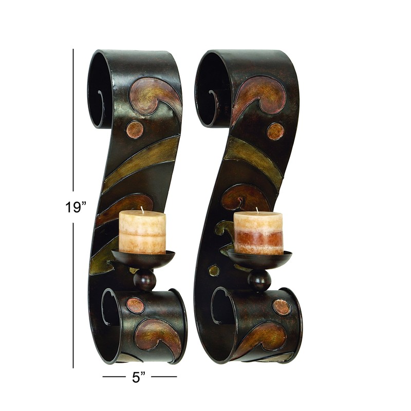 Deco 79 Traditional Metal Solid Wall Sconce, Set of 2