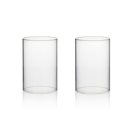 WGVI Hurricane Candle Holder Sleeve, Wide 4", Height 6", 2 Pieces, (HST0406_2pc) Clear Glass Cylinder Open Both Ends, Chimney Shade Tube