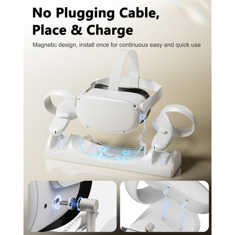 Magnetic VR Charging Dock for Me-ta Quest 2 & Controllers,