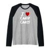 I Heart (Love) Candy Canes Winter Peppermint Christmas Raglan Baseball