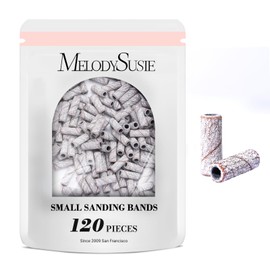 MelodySusie 120pcs Nail Drill Bits Small Sanding Bands for 3.1mm Mandrel Bit Fine 180 Grit Nail File for Acrylic Nails Gel Manicure and Pedicure Zebra (Sanding Bands Only)