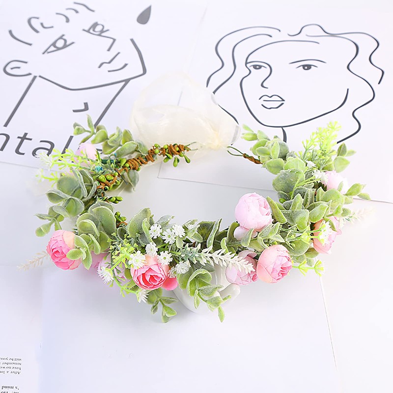 Faylay Corona hawaiana de flores bohemias para maternidad/nupcial, corona de