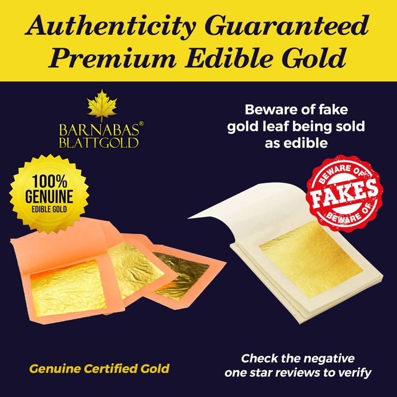 Barnabas Edible Gold Leaf 24K - Cake Decorations, Loose Gold