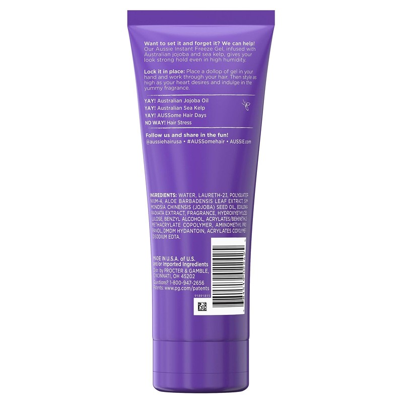 Aussie Instant Freeze Hair Gel 21 Ounce Maximum Hold for