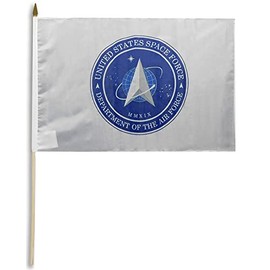 Wholesale Lot of 12 United States Space Force Dept Of The Air Force White 12"x18" Wooden Stick Flag