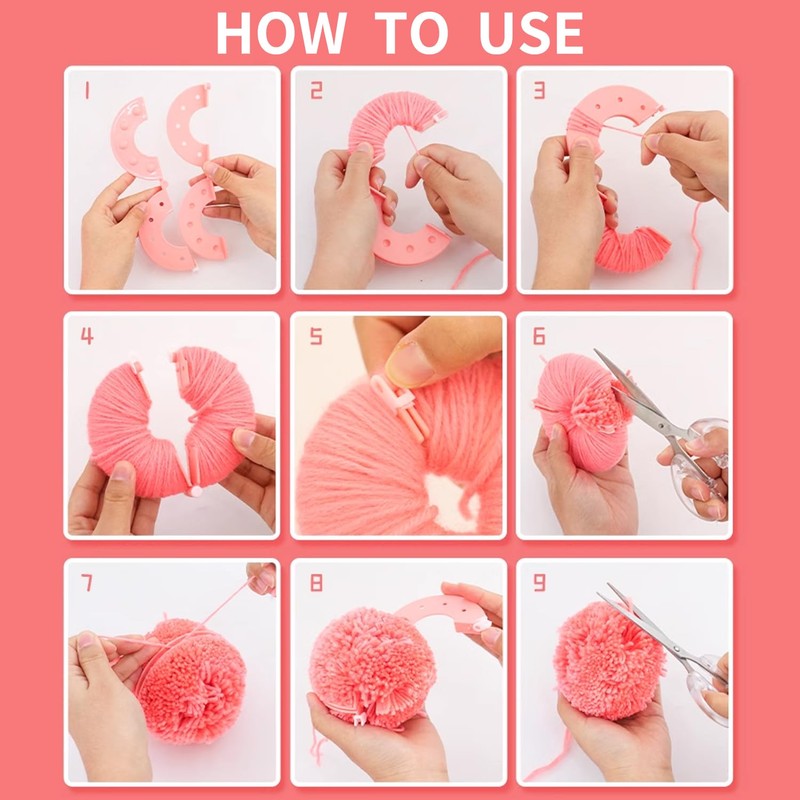 Molygar 16-Piece Pom Pom Maker Kit – 4 Sizes, DIY