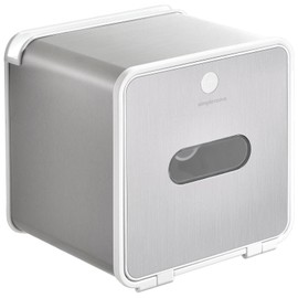 simpletome Toilet Paper Holder Wall Mount with Shelf Waterproof Adhesive or Drilling Install (Silvery, SUS304+ABS Plastic)