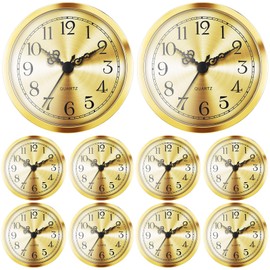 Outus 10 Pack 3-1/2 Inch (90 Mm) Quartz Clock Insert Fit up Movement Miniature Clock with Gold Trim Arabic Numerals