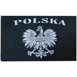 Polska Poland Eagle Blackout Premium Quality Heavy Duty Fade Resistant 3x5 3'x5' 100D Woven Poly Nylon Flag Banner Grommets
