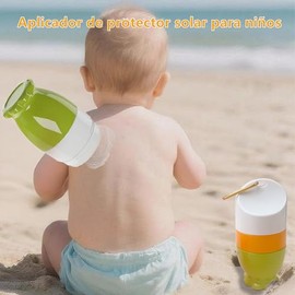 Aplicador de Protector Solar, Botellas Viaje de Solar, Aplicador De Bloqueador Solar Para Niños y Adultos - Aplicador con esponja tipo roll-on para crema Solar, Loción, gel de aloe vera, capacidad de 3.4 fl oz (Verde)