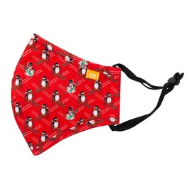 Spring Notion Reusable Washable Festive Christmas New Year Cotton Cloth Face Mask for Adults and Kids Red Penguin L