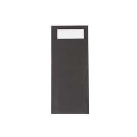 Mank Cutlery Bag 85 x 200 mm with 2 Ply Tissue Napkin in White, Cutlery Case, Cutlery Bag in Various Colours (Black, 100)