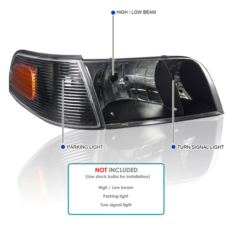 Spec-D Tuning Black Housing Clear Lens Headlights + Corner Lights
