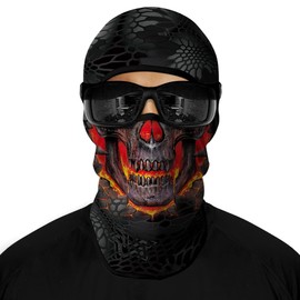 M-YOUNG Máscara facial de cráneo, pasamontañas, polaina de cuello, protección solar UV, bufanda de esquí para motocicleta para hombres, H S, Medio