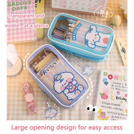 Tianbi Kawaii Pencil Case Portable Cute Bear Rabbit Pencil Case for Girls Transparent Pencil Case Large Capacity School Supplies for Teen Girls 21.5 x 11.5 x 5.5 cm, d, Modern