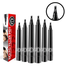 6 Boligrafos para barba bigote y cejas, color negro, fácil de aplicar, impermeable, ideal para cubrir huecos y cubrir canas, apariencia mas abundante natural