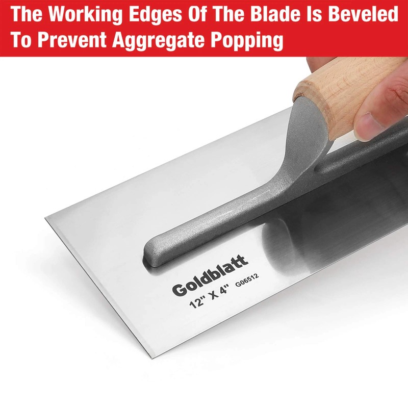 Goldblatt - G06512 Wood-Handle Finishing Trowel 12 in. x 4