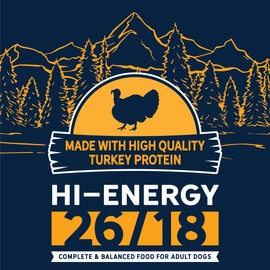Triumph Hi-Energy 26/18 - Made Turkey Protein Complete & Balanced Food for Adult Dogs, 40lb