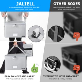 Upgraded File Box with Lock, Fireproof Document Box File Cabinet File Organizer Box with Water-Resistant Zipper & Adjustable Handle, Collapsible Filing Cabinet for Hanging Letter/Legal Folder (Grey)