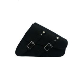 GARGOYLE BELLS Premium Naked Leather Swing Arm Bag For Motorcycle Left Side Solo Bags Saddle Bags For Softails Choppers (Style-2, Black)