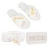 Jaciya Bride Slippers & Spa Headband Set with Makeup Bag