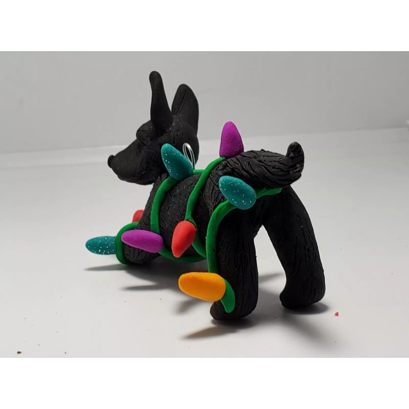 Celtic Forest Clay German Shepherd black Christmas Ornament TANGLED IN