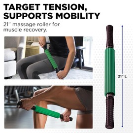 Theraband 13076 Muscle Roller Stick for Self-Myofascial Release, Deep Tissue Massage Rolling Pin, Trigger Point Release and Muscle Soreness, Old Version, One Size