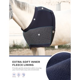 Harrison Howard Horse Care Blankets Shoulder Guard Anti-Rub Shoulder Protector for Horses, Lightweight Stretch Nylon Shoulder Cover with Fleece Padding, Prevents Blanket Rubbing Navy M