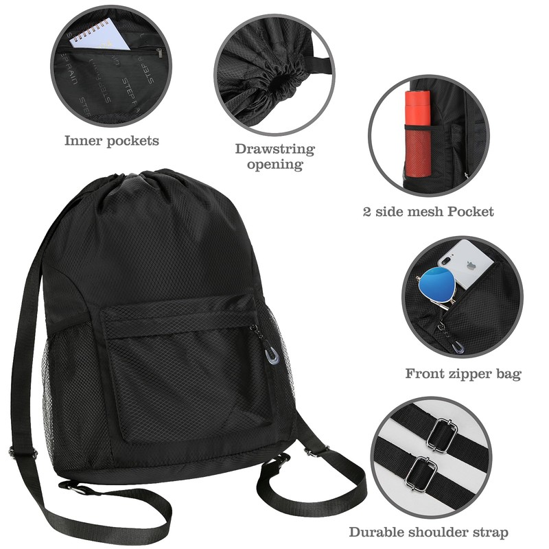 NATURAL STYLE Waterproof Drawstring Bag, Lightweight String Backpack with Water
