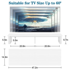 aboxoo 47" TV Riser for 32-60 inch TV, TV Riser Stand Shelf, Tabletop TV Stand Riser, Computer Monitor Table for Home Living Room, Study Office (White)