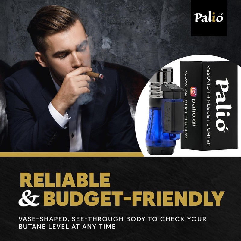 Palio Vesuvio Triple Jet Flame Torch Lighter, Blue – Precision