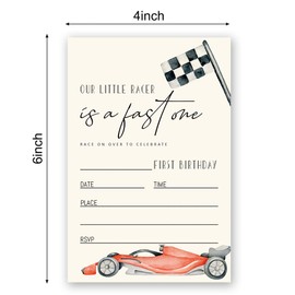 LoaHak Fast One Birthday Invitation - Race Car Party Invitation for First Birthday