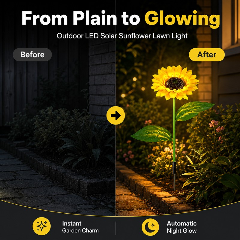 Solar Sunflower Garden Lights for Outdoor Decor – LED Lawn