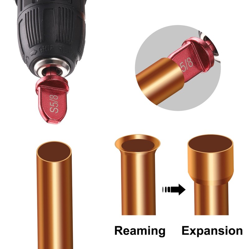 sourcing map 7Pcs Swaging Tool Drill Bit Set 1/4" 3/8"