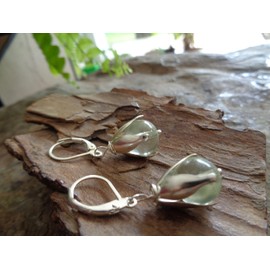 ๑۞๑,¸¸,ø¤º°`°๑ TRANSPARENTE GLAS BLÜTE AN 925 SILBER KLAPPVERSCHLUSS ๑,¸¸,ø¤º°`°๑۞๑ schöne Ohrringe in durchsichtig, 925 Silber Haken, echt Silber Haken, Brisuren, kleine Ohrringe